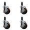 Service Caster 4'' SS Maroon Poly Swivel 1-1/4'' Expanding Stem Caster Set with Brake, 4PK SCC-SSEX20S414-PPUB-MRN-TLB-114-4 - alternate 1